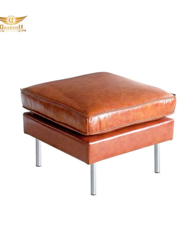 Gharnish Sofa Footstool in Vintage Leather GHSD010-Gharnish-Coffee table,Foldable Storage in hyderabad,Foldable Storage Stool Orange Colour,furniture in hyderabad,office chair,Ottoman,Sofa Footstool in Vintage Leather,Wholesale storage racks in hyderabad