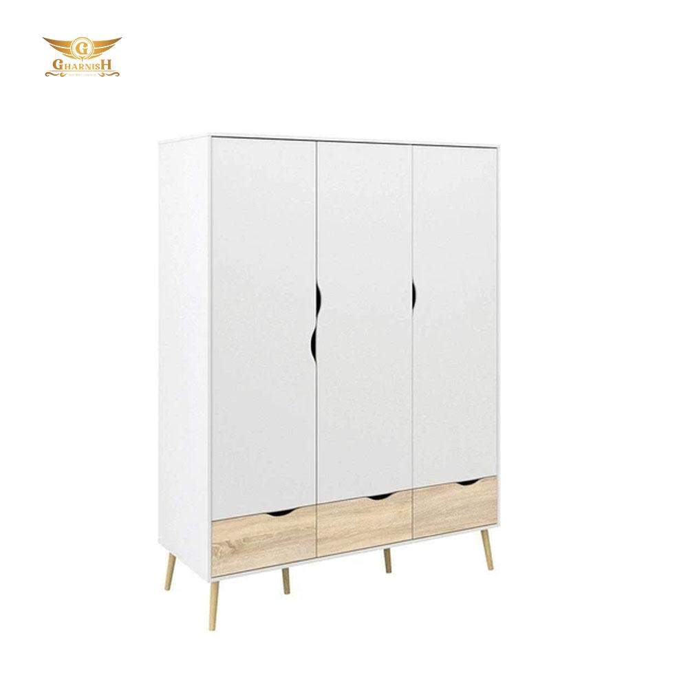 Oslo Wardrobe - 3 Doors 3 Drawers in White and Oak GHDT007-Gharnish-