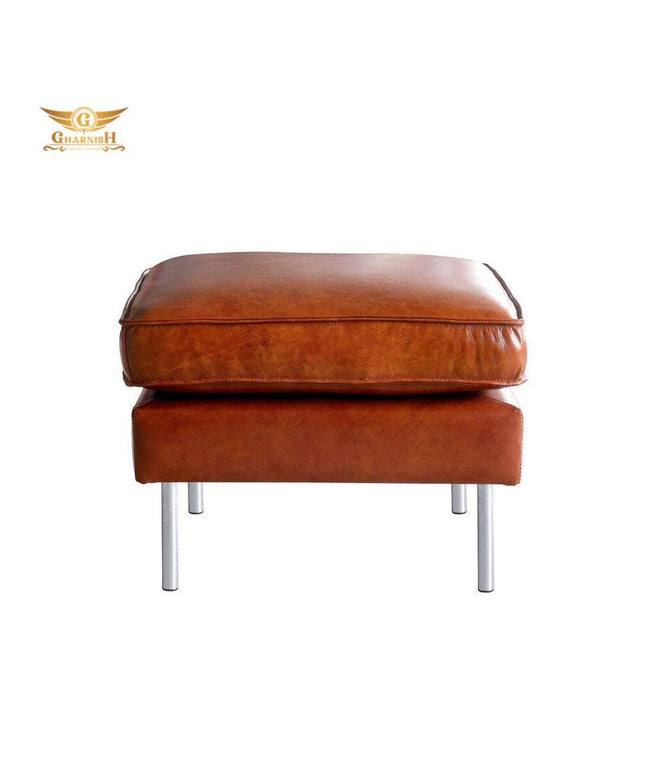 Gharnish Sofa Footstool in Vintage Leather GHSD010-Gharnish-Coffee table,Foldable Storage in hyderabad,Foldable Storage Stool Orange Colour,furniture in hyderabad,office chair,Ottoman,Sofa Footstool in Vintage Leather,Wholesale storage racks in hyderabad