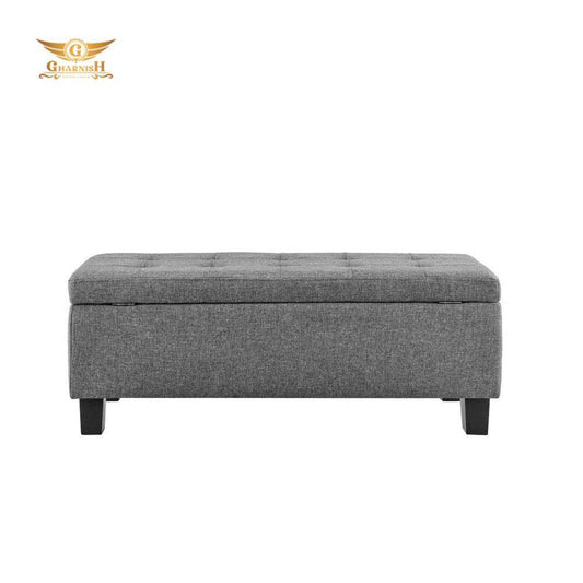 Gharnish Upholstered Storage Ottoman (Charcoal, Light Grey) GHO005-Gharnish-furniture in hyderabad,Hyderabad storage unit makers,Ottoman storage,Ottoman storage in hyderabad,Ottoman storage makers in Hyderabad