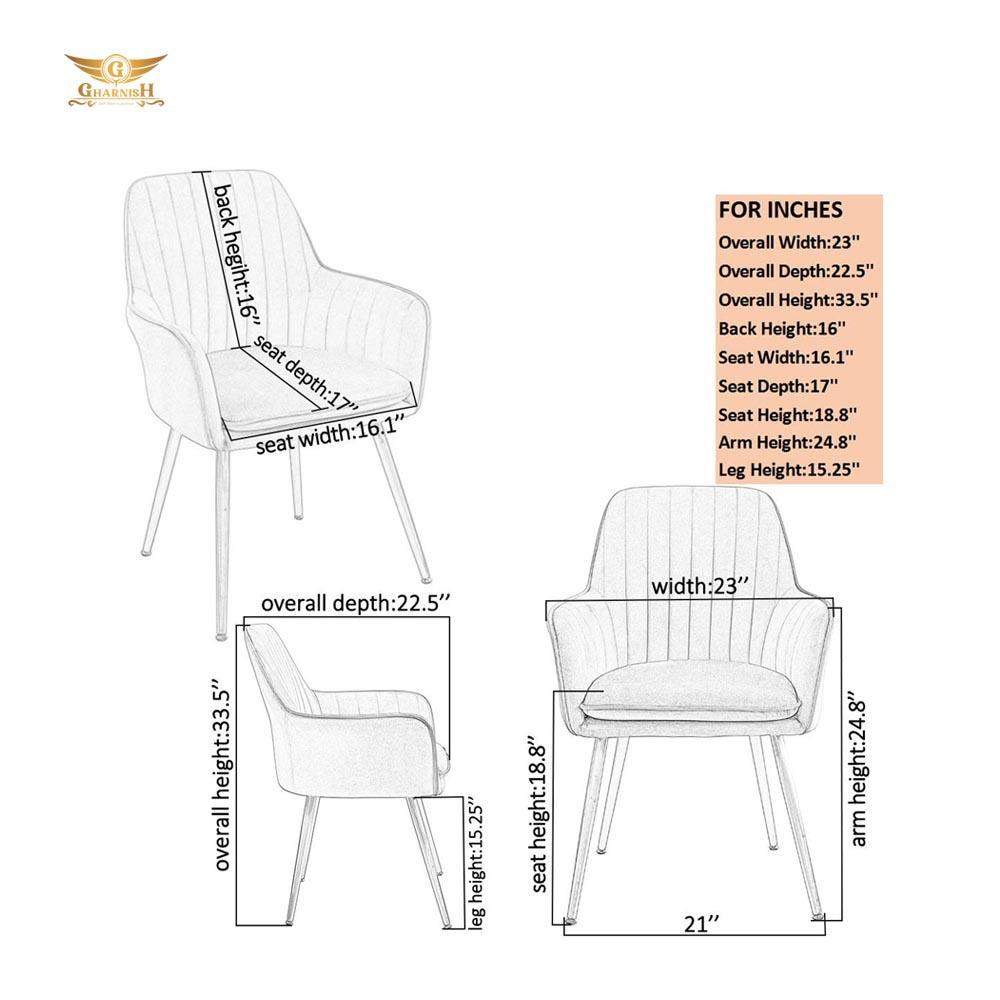 Nordic Style - Luxury Velvet Dining Chair with Golden Brass Legs GHDC005-Gharnish-Dining chair