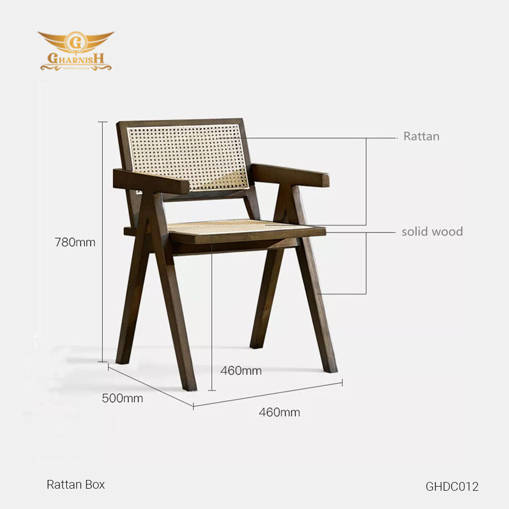 Rattan Box - Cane Made Teakwood Dining Chair GHDC012