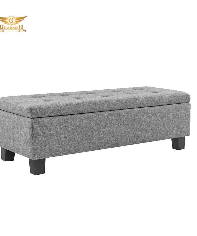 Gharnish Upholstered Storage Ottoman (Charcoal, Light Grey) GHO005-Gharnish-furniture in hyderabad,Hyderabad storage unit makers,Ottoman storage,Ottoman storage in hyderabad,Ottoman storage makers in Hyderabad