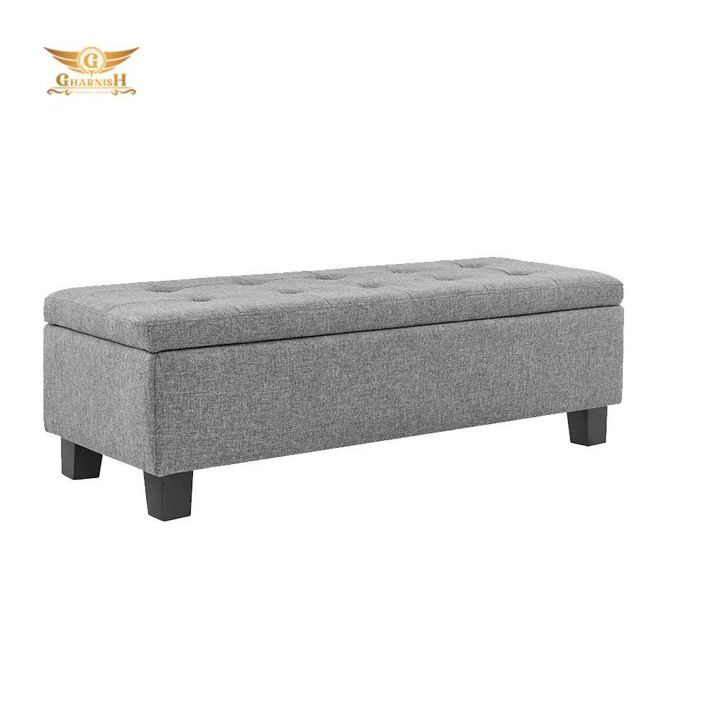 Gharnish Upholstered Storage Ottoman (Charcoal, Light Grey) GHO005-Gharnish-furniture in hyderabad,Hyderabad storage unit makers,Ottoman storage,Ottoman storage in hyderabad,Ottoman storage makers in Hyderabad