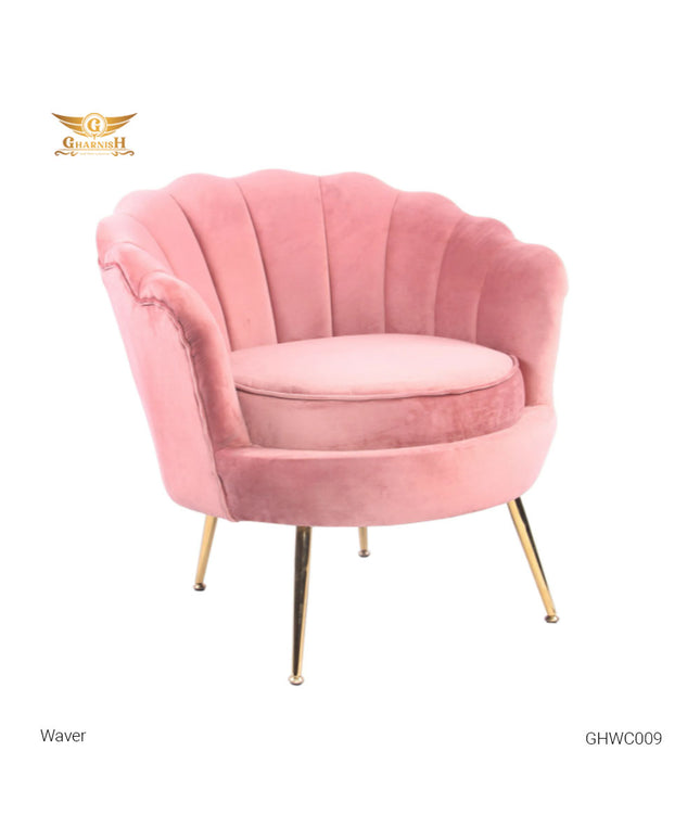 Waver Velvet Accent Chair With Gold Legs GHWC009