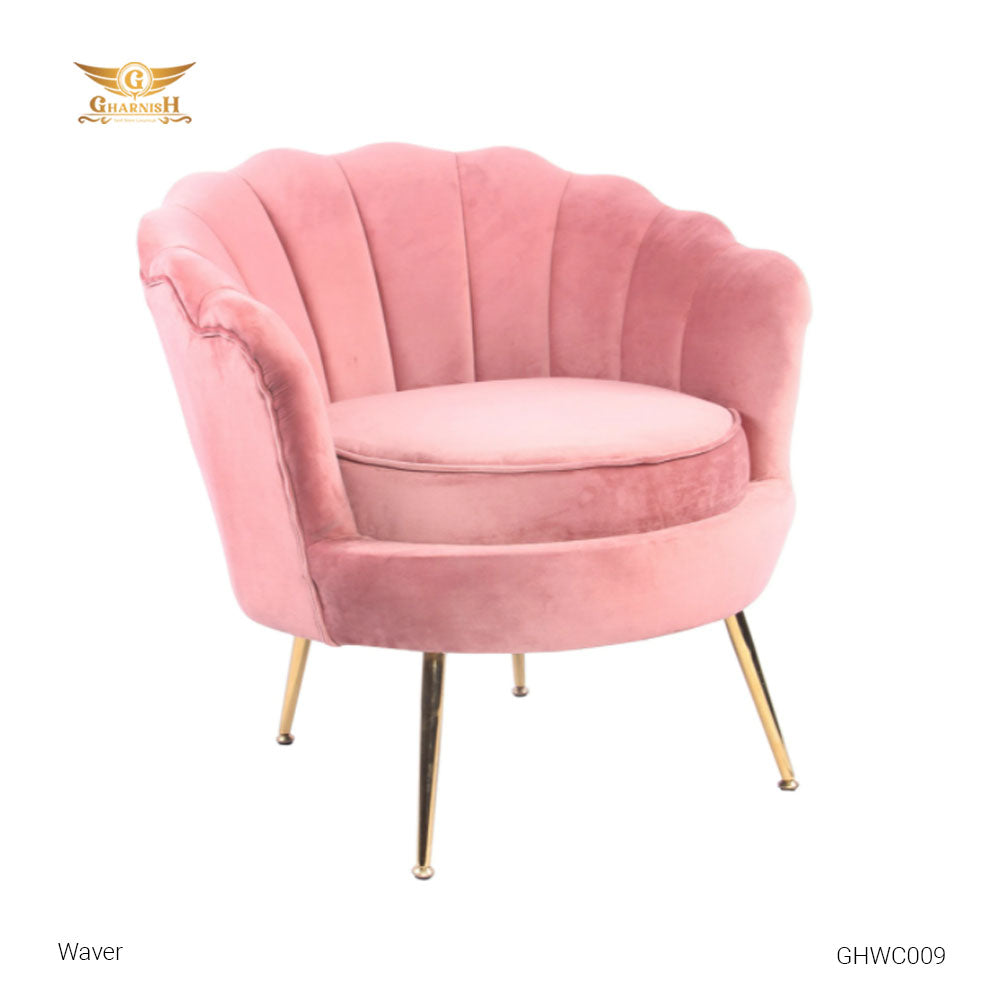 Waver Velvet Accent Chair With Gold Legs GHWC009