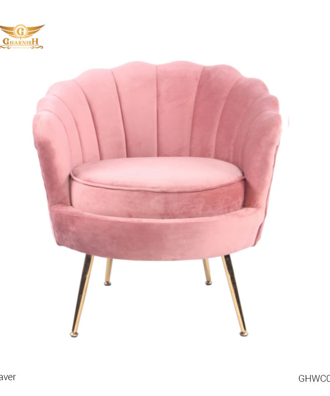 Waver Velvet Accent Chair With Gold Legs GHWC009