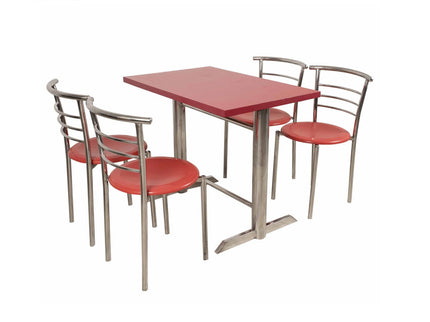 Cafer SS Restaurant / Cafe 4 Seater Table and Chair Set