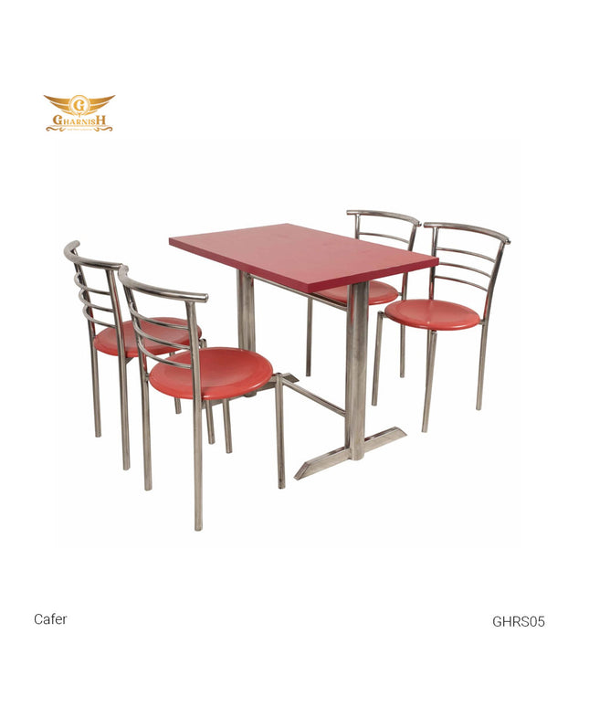 Cafer SS Restaurant / Cafe 4 Seater Table and Chair Set