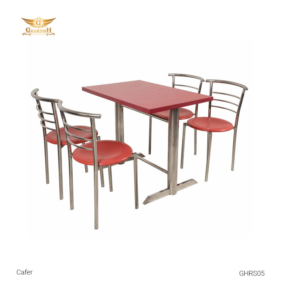 Cafer SS Restaurant / Cafe 4 Seater Table and Chair Set