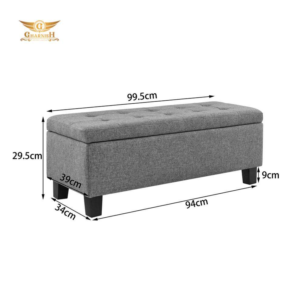 Gharnish Upholstered Storage Ottoman (Charcoal, Light Grey) GHO005-Gharnish-furniture in hyderabad,Hyderabad storage unit makers,Ottoman storage,Ottoman storage in hyderabad,Ottoman storage makers in Hyderabad